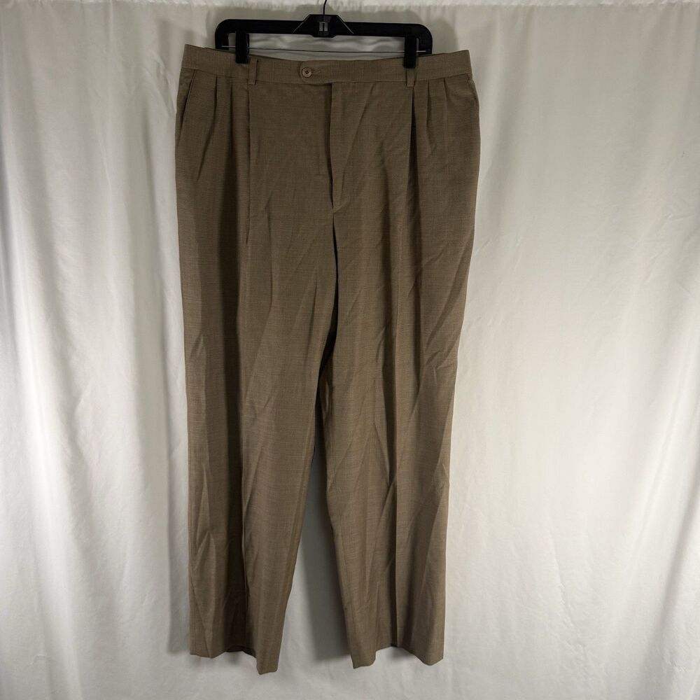 Saks Fifth Avenue 100% Wool Pants 40 Beige Pleated Button Zip Zanella
